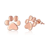 Silver Rose Gold Plated Pet's Footprint Stud Earrings