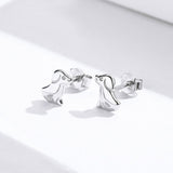  White Gold Plated Puppy Stud Earrings