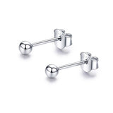 925 Sterling Silver Clip-on Earrings White Gold Plated Silver Ball Stud Earrings for Woman