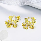 925 Sterling Silver Plated Gold  Star Stud Earrings
