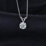 Round CZ Solitaire Pendant Necklace 925 Sterling Silver Choker Statement Necklace Women Silver 925 Jewelry Without Chain