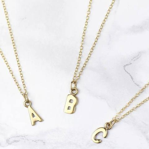 925 Sterling silver/Copper Personalized Custom Tiny Gold Initial Necklace Adjustable 18”