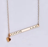 Copper/925 Sterling Silver Personalized Heart Bar Necklace Adjustable 16”-20”