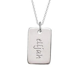 925 Sterling Silver Personalized Engraved Rectangle Necklace -Adjustable 16”-20”