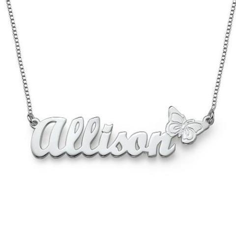 Personalized 925 Sterling Silver Butterfly Name Necklace