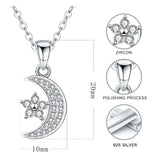 925 Sterling Silver Moon Pendant Chain Star Zircon Necklaces For Women