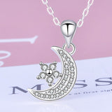 925 Sterling Silver Moon Pendant Chain Star Zircon Necklaces For Women