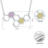 925 Sterling Silver Chemical Formula Pendant Chain Colorful Zircon Necklace For Women