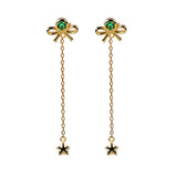 Cute green stone Bow gold color earrings