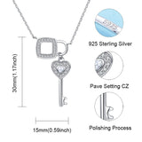 925 Sterling Silver Key and lock Love chain with Clear CZ necklace for Girlfriend fashion Jewelry Gift free shipping