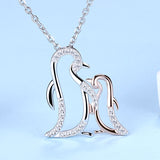 925 Sterling Silver Supermom and Son penguin pendant chain Animal Zircon Mom and kid necklace for Women Jewelry Gift