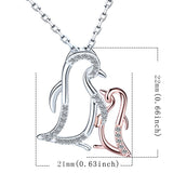 925 Sterling Silver Supermom and Son penguin pendant chain Animal Zircon Mom and kid necklace for Women Jewelry Gift