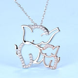 925 Sterling Silver supermom and Son Elephant pendant chain Zircon Animal kid necklace for Women fashion Jewelry Gift