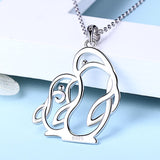 925 Sterling Silver supermom and son penguin pendant chain Animal mom and kid necklace for Women mother Jewelry Gifts