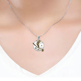 925 Sterling silver gold color ghost with broom  pendant round chain necklace for Women Halloween party Jewelry gift