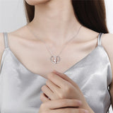 925 sterling silver Rose Gold Color Heart pendant chain Love shape necklace with clear zircon for Women Jewelry gift