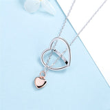 925 sterling silver Rose Gold Color Heart pendant chain Love shape necklace with clear zircon for Women Jewelry gift