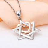 925 sterling silver Star of David pendant rose gold color heart Necklace for women fashion Jewelry gift free shipping