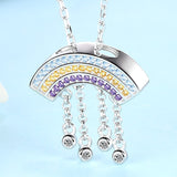 925 sterling silver colorful zircon rainbow pendant chain  tassel in sky Necklace for women Valentine Jewelry gifts
