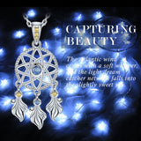 925 Sterling Silver Fantastic Dreamcatcher Pendant Chain Blue Zircon Necklace For Women