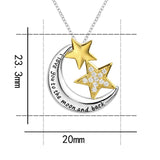 925 sterling silver gold color Love you to the moon and back chain stars moon Necklace for women fashion Jewelry gift