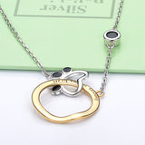 925 sterling silver gold color Round circle pendent chain dog paw black enamel animal Necklace for women Jewelry gift