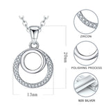 925 sterling silver luxury Round shape pendant chain clear zircon circle Necklace for women Anniversary Jewelry gift
