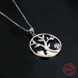925 sterling silver round shape pendant Tree of Life with Stone Necklace for women fashion Jewelry gifts free ship