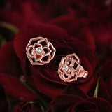Authentic 925 Sterling Silver Rose Gold Color Luxury Rose Stud Earrings Sterling Silver Jewelry Women's Earrings