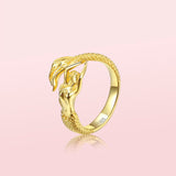 Authentic Fashion 925 sterling silver gold color Mermaid open size Finger Ring adjustable make for women DIY jewelry