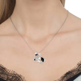 Hot Sale 100% 925 Sterling Silver Animal Necklace Dairy Cow Pendant chain Cute Jewelry Gift For Girl free shipping