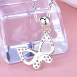 New 100% 925 sterling silver butterfly pendant animal with clear stone chain Necklaces for women fashion Jewelry gift