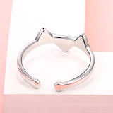 925 Sterling Silver Cute Cat Finger Rings Enamel Animal Adjustable Rings For Women