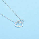 New 925 sterling silver Luxury Clear CZ double Heart shape chain necklace for Women Valentine's Day Jewelry gifts
