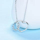 New 925 sterling silver Luxury Clear CZ double Heart shape chain necklace for Women Valentine's Day Jewelry gifts