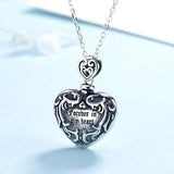 925 Sterling silver forever in my heart pendant cremation Pattern urn necklace chain for Women  memorial Jewelry
