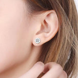 925 Sterling Silver Cute Animal Paw Earrings Dog Love Bone Zircon Stud Earrings For Women