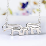 925 Sterling Silver Lovely Elephants necklace for Women Fine Jewelry Mother's day Gift