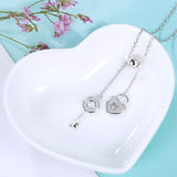 925 Sterling Silver Sweet Key of Heart Lock Link Chain Necklaces & Pendants for Women Fashion jewelry Free shipping