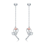 925 Sterling Silver pink daisy flower plant Tassel earring zircon butterfly Stud Earring for Women party Jewelry gift