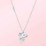 925 Sterling  silver Cute Flying Pig Pendant Chain Necklace with heart for Women Fashion Jewelry gifts free shipping