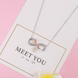 925 Sterling Silver Chain Endless Of Love With Rose Pendant Necklace For Girl Friend Anniversary Jewelry Gifts