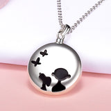 925 Sterling silver round urn pendant chain Ashes Holder Memorial Keepsake necklace Cremation Jewelry