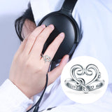 925 Sterling Silver Musical Symbol Ring Adjustable Open Rings Luxury For Women Jewelry