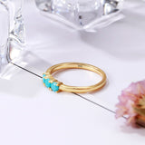 Fashion 925 Sterling Silver Three Blue Zircon Gold Color Finger Rings for Women party Jewelry Gifts free shipping