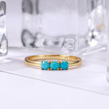 Fashion 925 Sterling Silver Three Blue Zircon Gold Color Finger Rings for Women party Jewelry Gifts free shipping