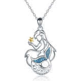 Mermaid pendant chain zircon star Fishtail necklace