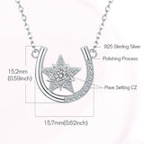925 Sterling Silver Horseshoe U shape Star Necklace With Clear CZ For Women Jewelry Gift