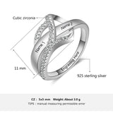 Surround Heart Design Personalized Gift Engraved Names Rings for Women Promise Love Anniversary Jewelry