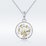 925 Sterling Silver Plated Gold Tree Of Life Necklace With Nacre